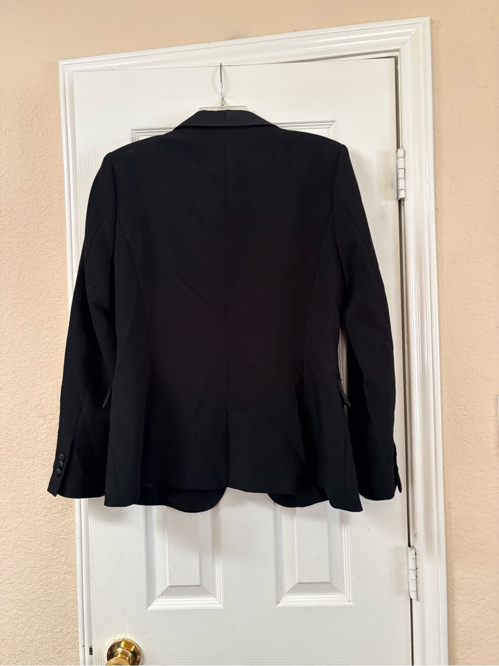 ZARA Women’s Black Tuxedo Blazer Satin Shawl Lapel Tailored One Button Jacket XL - Picture 8 of 13